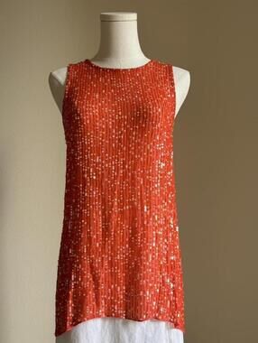 Calypso orange sequin top